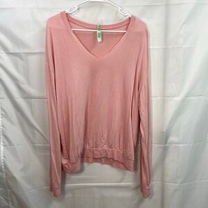 Honeydew Nordstrom pink stretch‎ lightweight lounge v-neck long sleeve shirt XL
